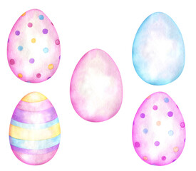 Watercolor Easter painted eggs.