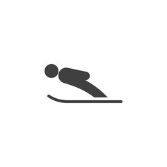 Ski Jumping vector icon. filled flat sign for mobile concept and web design. Extreme winter sport glyph icon. Symbol, logo illustration. Vector graphics