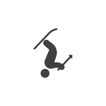 Freestyle Ski Jump vector icon. filled flat sign for mobile concept and web design. Ski jumping, winter sport glyph icon. Symbol, logo illustration. Vector graphics
