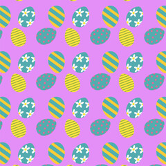 Easter seamless pattern with colorful eggs. Print for wrapping, scrapbooking, cover, card