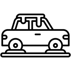 Car covered in snow icon, Winter city related vector