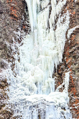 冬の古閑の滝（雌滝）　氷瀑　熊本県阿蘇市　Koganotaki waterfall ice cascade Kumamoto-ken Aso city
