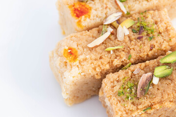 Top View Of Indian Mithai Milkcake Kalakand Burfi Or Alwar Ka Mawa Barfi Made Of Khoya Doodh Malai...