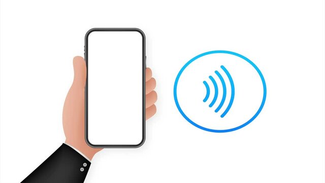 Contactless wireless pay sign logo. NFC technology. stock illustration.