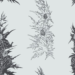 Thorn and shadow seamless pattern on gray background