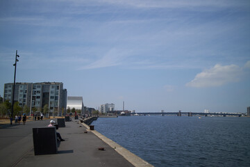 Fototapeta premium harbor in denmark with blue sky