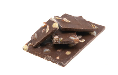 chocolate with fruits and nuts isolated