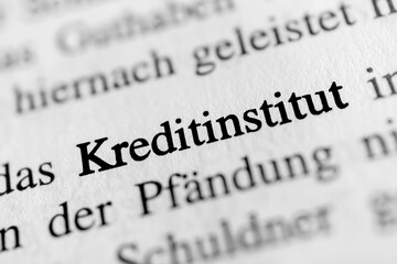 Das Wort "Kreditinstitut" in einem Gesetzbuch.