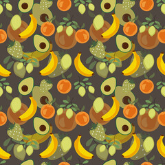 Fruits vector ilustration seamless pattern.Great for wrapping paper,scrapbooking,textile,fabric print.eps10.