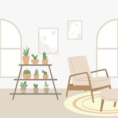 Cozy living room with plant