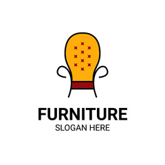 Modern Unique Furniture and Household with Sofa or Chair Icon Logo Vector Design Template.