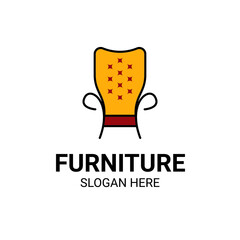 Modern Unique Furniture and Household with Sofa or Chair Icon Logo Vector Design Template.
