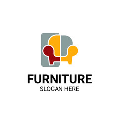 Modern Unique Furniture and Household with Sofa or Chair Icon Logo Vector Design Template.