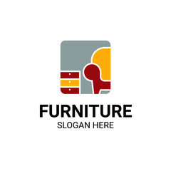 Modern Unique Furniture and Household with Sofa or Chair Icon Logo Vector Design Template.