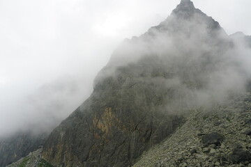 Beautiful High Tatras mountains landscape in Slovakia. Mountains with clouds