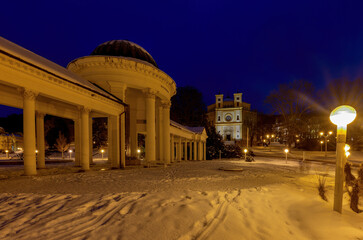 Marianske Lazne (Marienbad) - small spa town in winter under snow