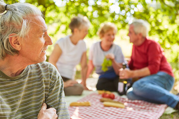 Gruppe Senioren macht einen Ausflug mit Picknick