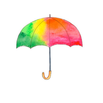 Hand drawn watercolor illustration of an umbrella 
