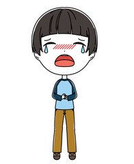泣いている男の子の全身イラスト