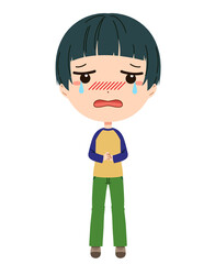 泣いている男の子の全身イラスト