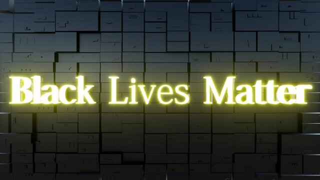 Neon text black lives matter blink on black 