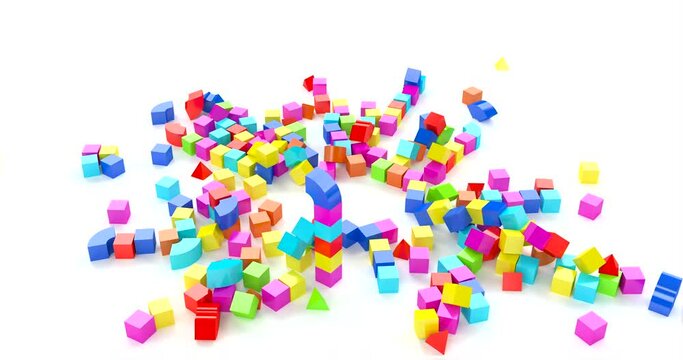 Toy town colored cubes in 3d style