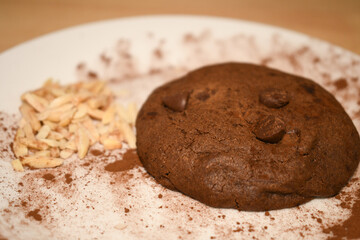 double chocolate soft bake cookie on dirty dish