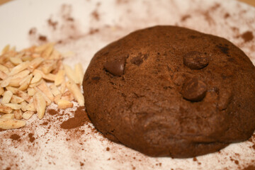 double chocolate soft bake cookie on dirty dish
