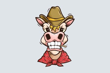 Funny horse wearing bandana cartoon mascot logo template