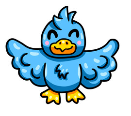 Stylized Adorable Happy Bluebird