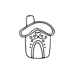 Christmas cute gingerbread house.
Vector illustration isolated on white.