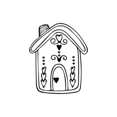 Christmas cute gingerbread house.
Vector illustration isolated on white.