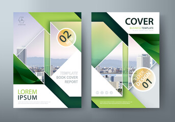 Green Flyer design, Leaflet cover presentation, book cover template vector, layout in A4 size.