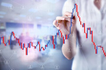 Forex trading technical analysis concept with candlestick chart