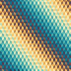 Geometric abstract pattern in low poly style. Diagonal ombre gradient. Small cubes. Seamless vector image.