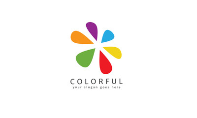 Colorful flower logo design template