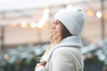 Fashion young woman in the winter time. Xmas.