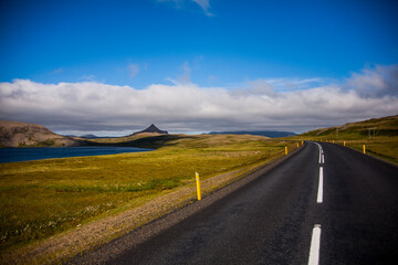 Summer landscape and road in Southern Iceland, Europe