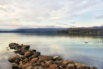 Lake Viverone, a small pearl nestled at the foot of the Biellese Prealps