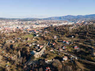 Aerial view of town of Kardzhali and Arda river, Bulgaria