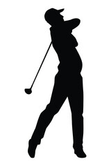 Golf player silhouette vector on white background