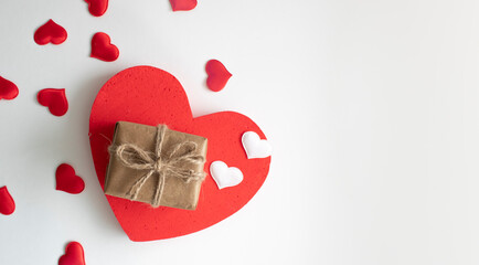Valentine's day background with hearts and gift box