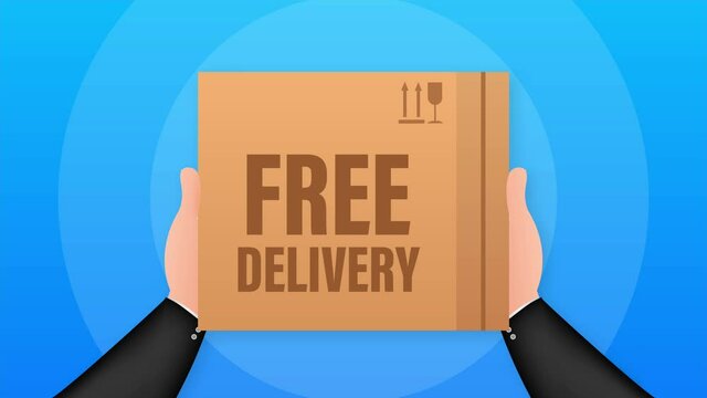 Free delivery. Web banner for Delivery Services and E-Commerce. stock illustration.