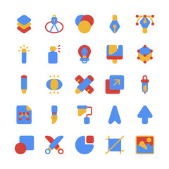 Set of Design, Designer, artwork flat style icon and illustration