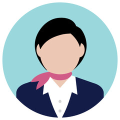 Circular worker avatar icon illustration (upper body) / stewardess, cabin attendant