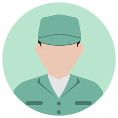 Circular worker avatar icon illustration (upper body) / blue collar worker, factory worker, janitor, service man