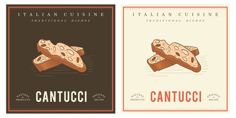 Cantucci Italian almond biscuits Biscotti - obrazy, fototapety, plakaty