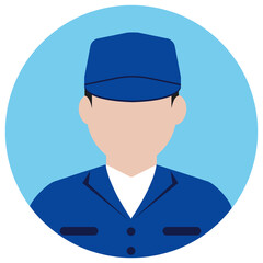 Circular worker avatar icon illustration (upper body) / blue collar worker, factory worker, janitor, service man
