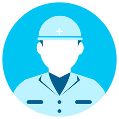 Circular worker avatar icon illustration (upper body) / blue collar worker, construction worker.