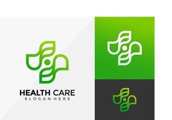 Health Care Leaf Logo Design, Modern Logo Designs Vector Illustration Template
